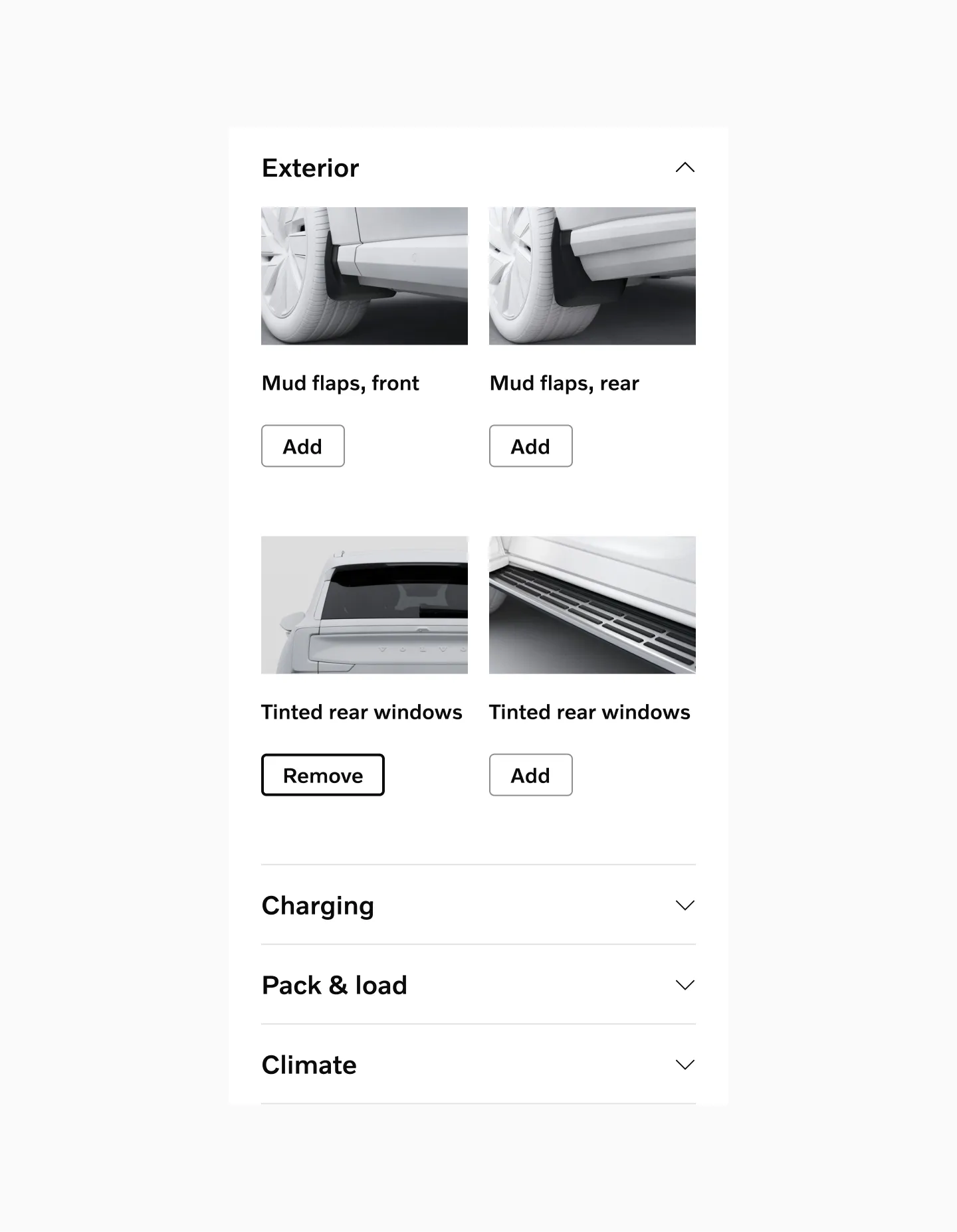 Example: Accordions used as a product listing component