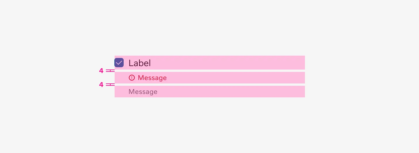 Checkbox message spacing