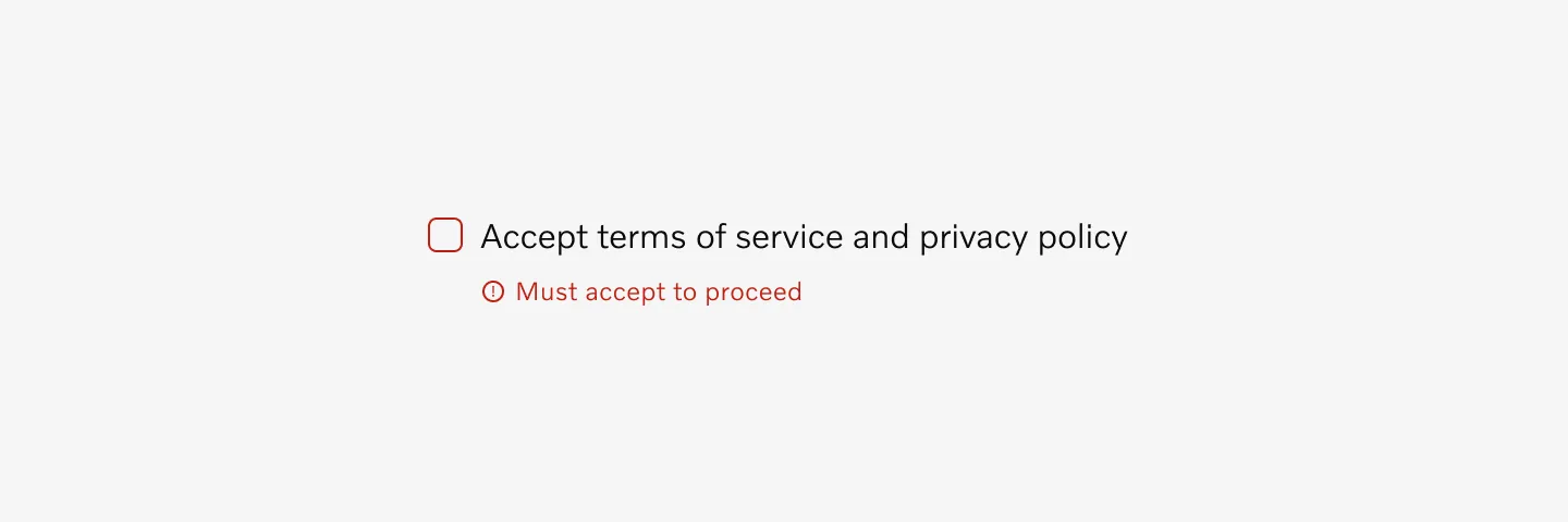 Checkbox with error message