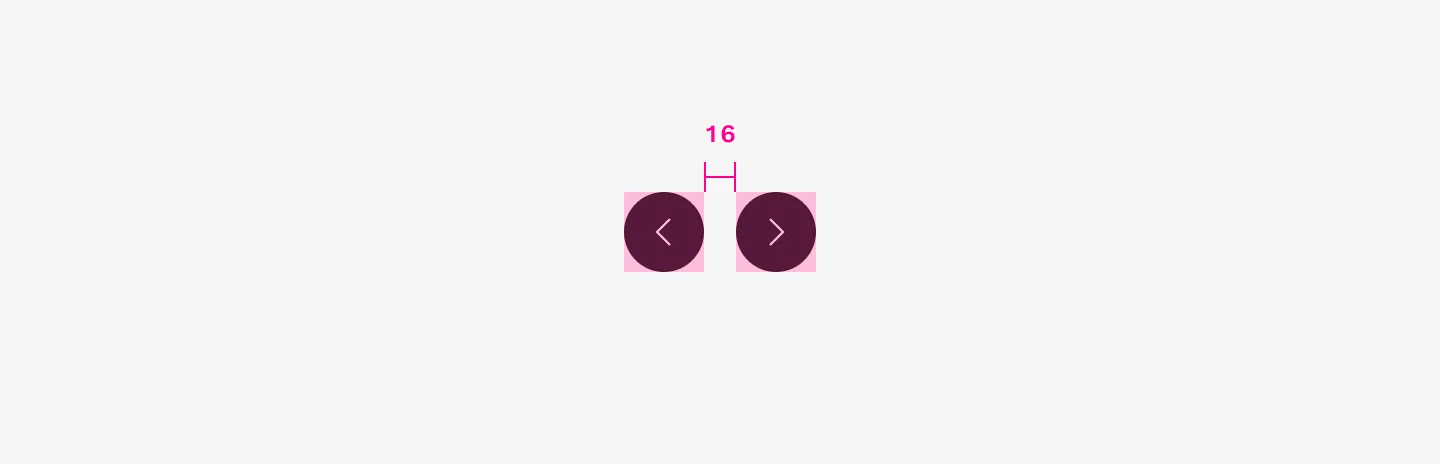 When used together, Icon button filled have a 16 spacer in between