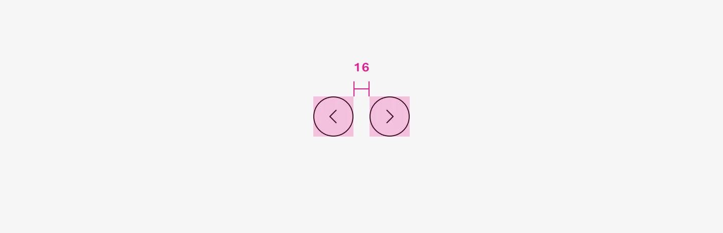 When used together, Icon button filled have a 16 spacer in between