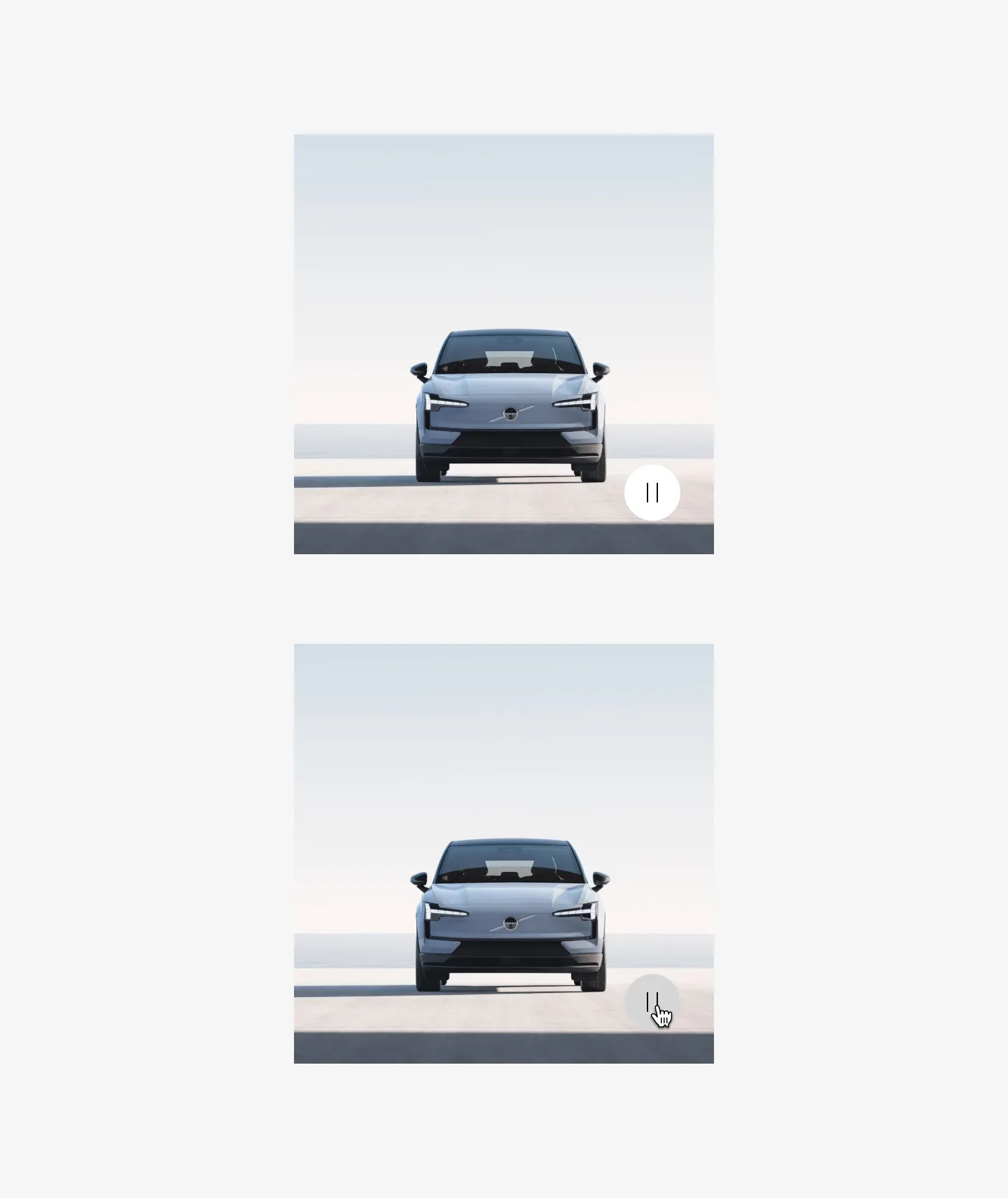Showing Icon button filled with pause icon in a gallery