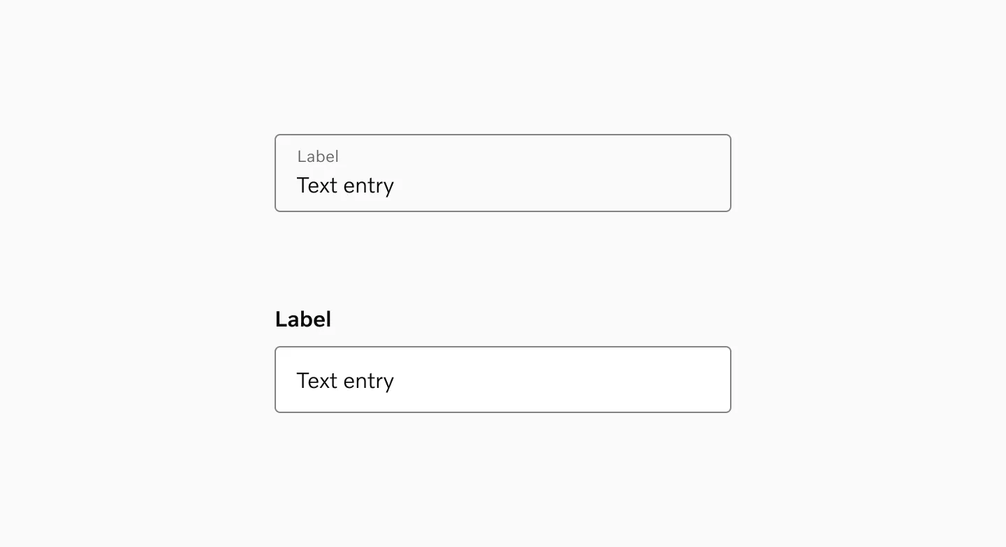 Showing examples of input fields with both floating labels and top labels