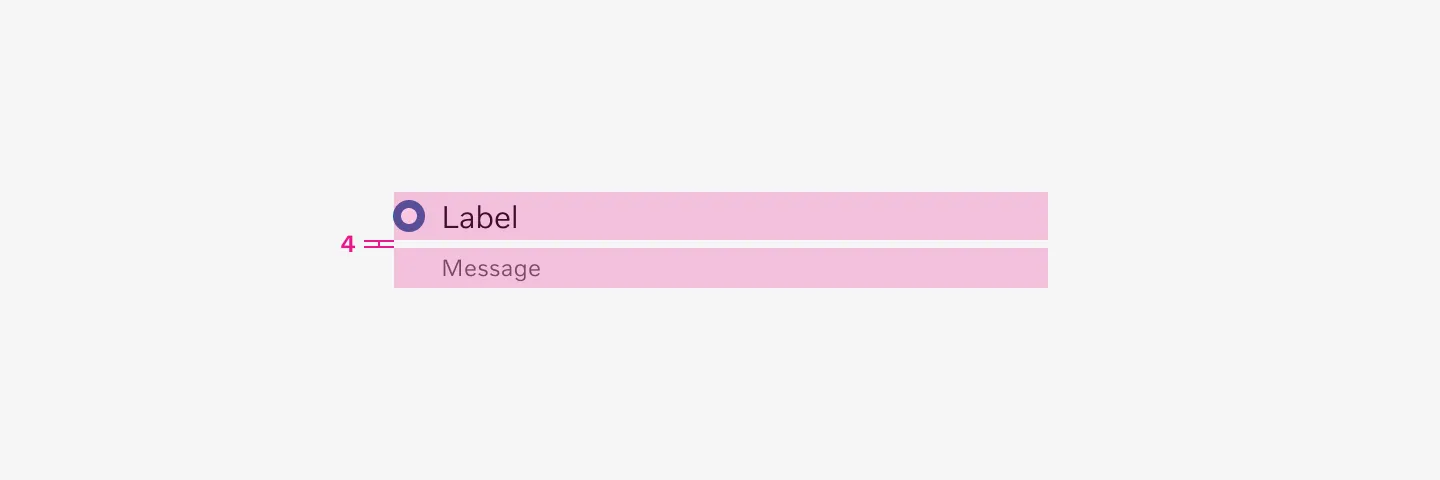 Radio button message spacing