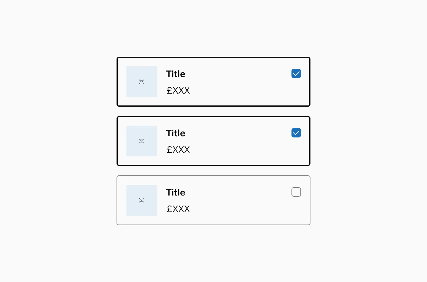 Checkbox card example