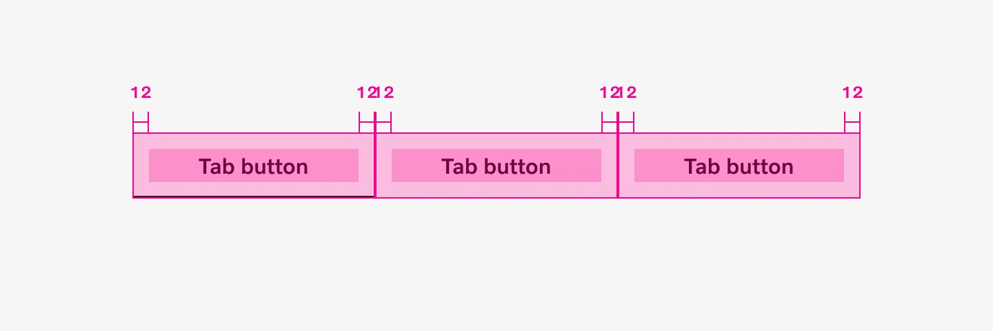 Stretched horizontal tabs with internal padding for separation