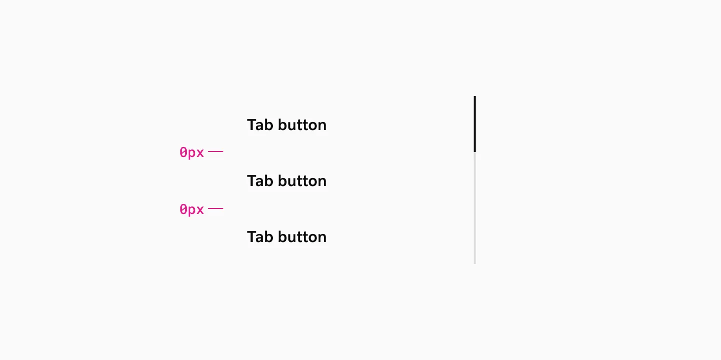 Vertical tabs with internal vertical padding for separation