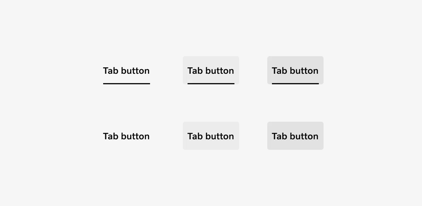 Tabs with neutral color using primary brand color for the selected indicator