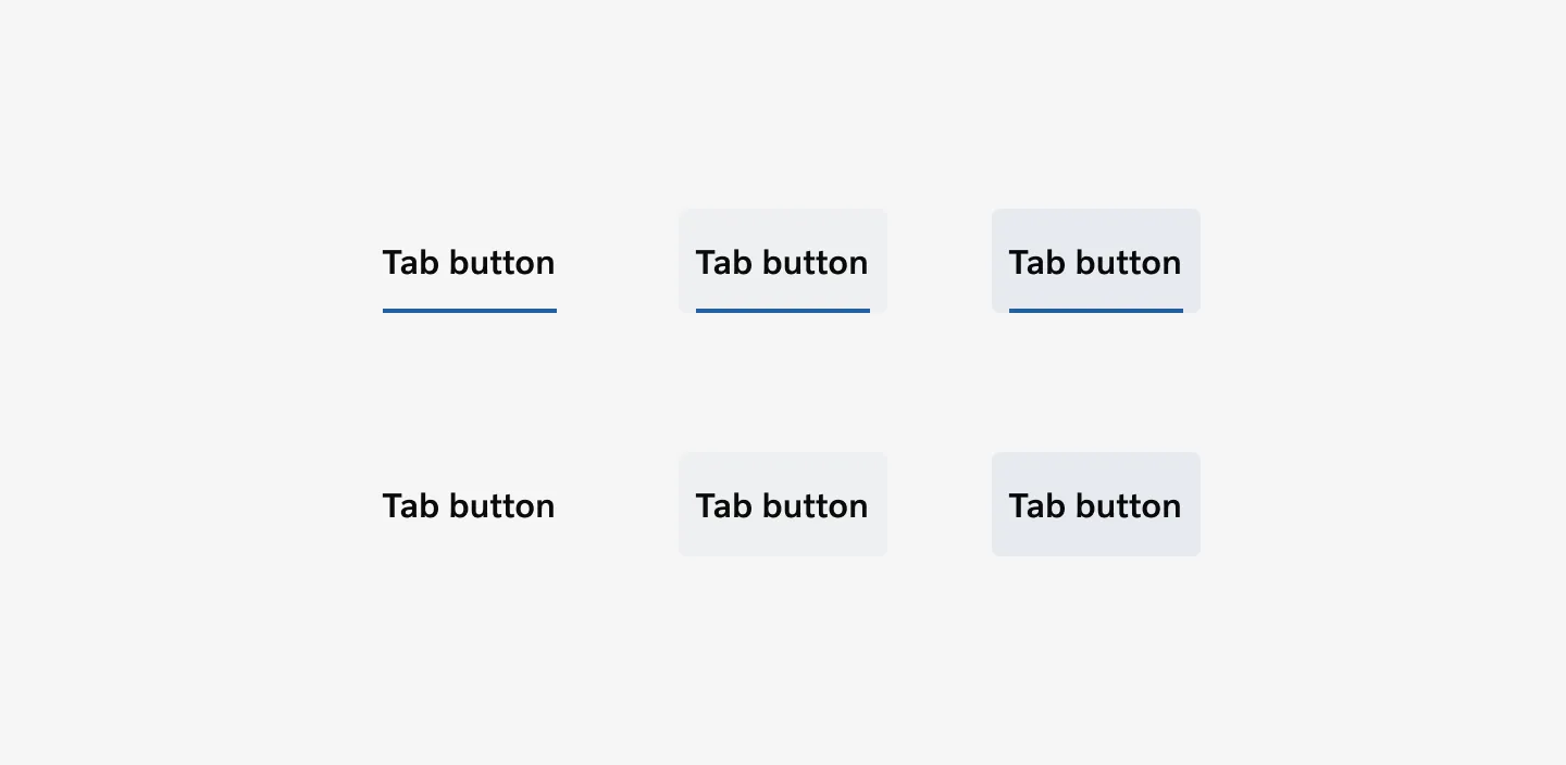 Tabs with accent blue color for the selected indicator