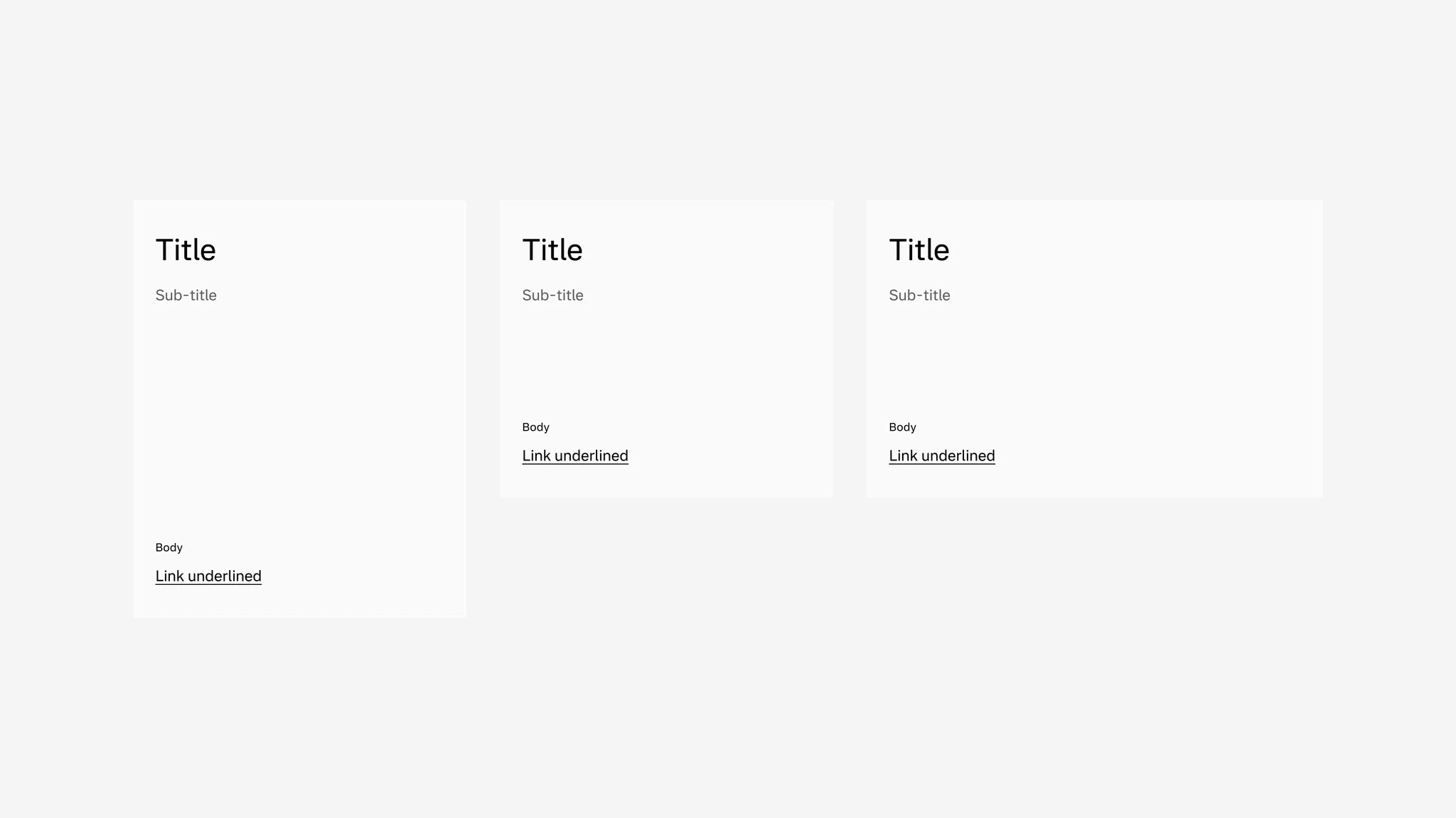 Text card in various sizes