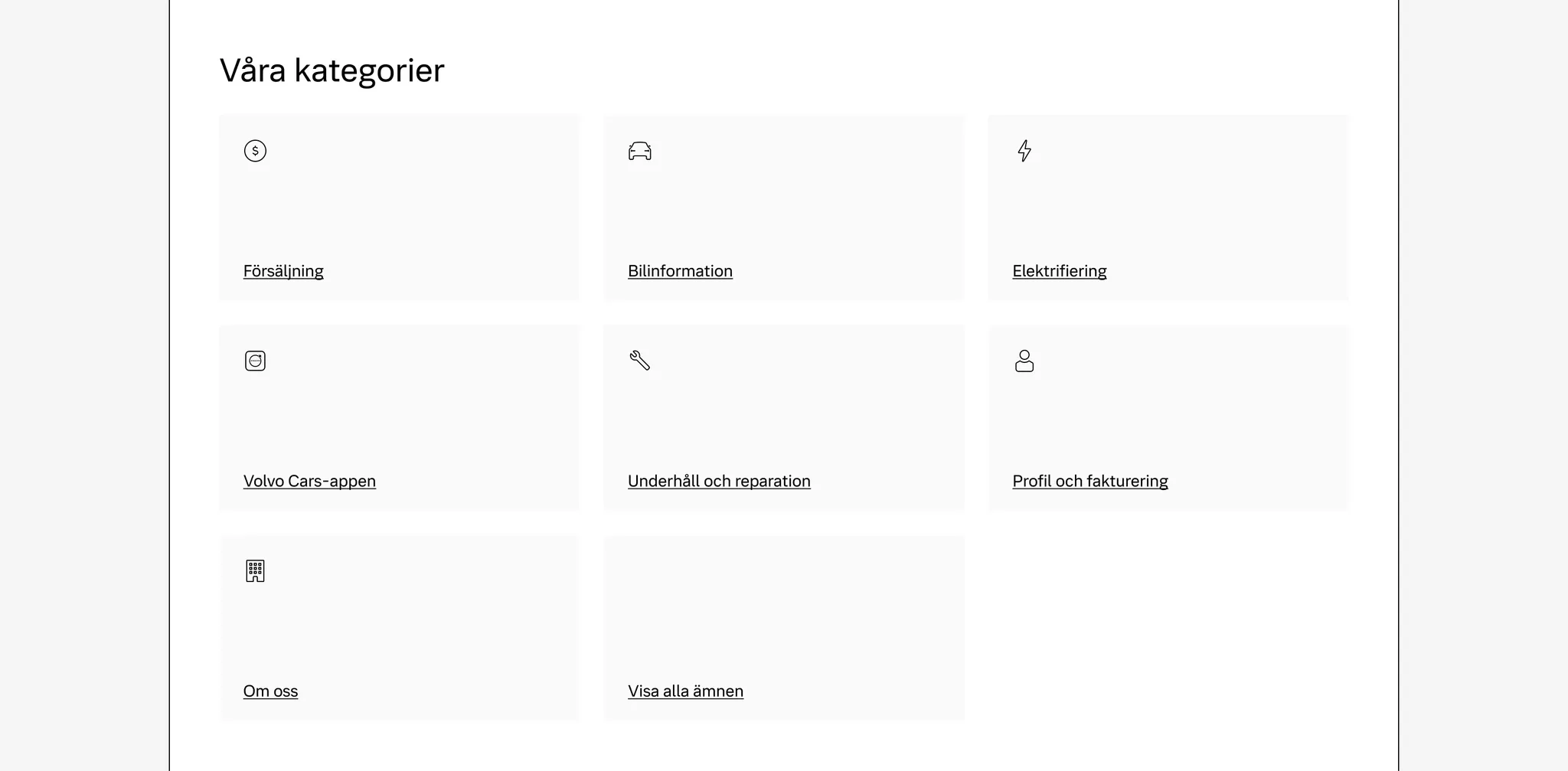 Text tile used for support category navigation