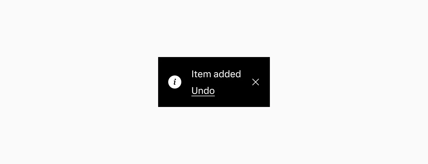 Neutral toast message when an item has been added