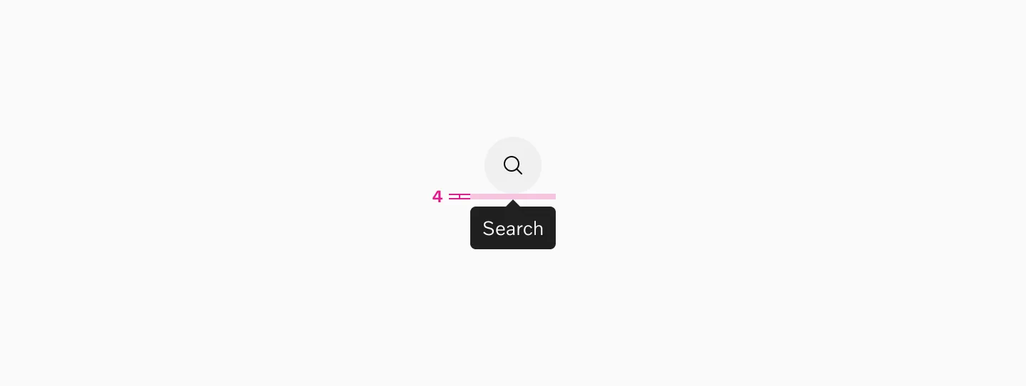 Tooltip spacing showing 4px gap between pointer arrow and trigger element